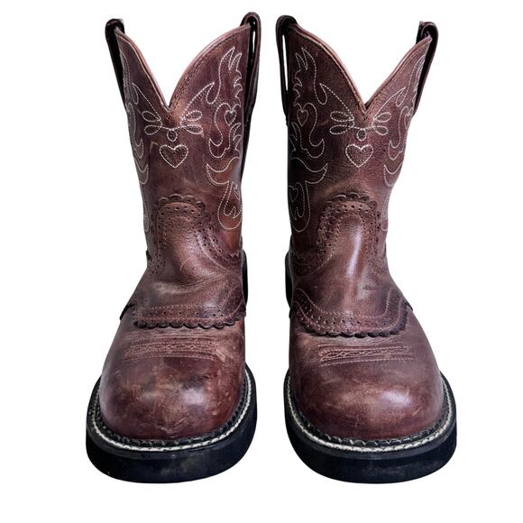 ARIAT Boots 9.5B Fatbaby Saddle Russet Rebel Dapper Western Leather Pull On - Picture 2 of 9